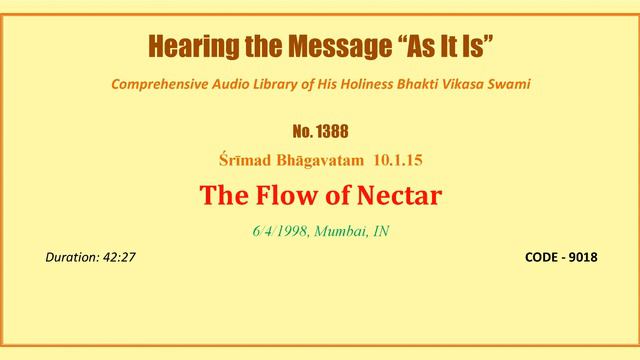 1388 SB 10 1 15, The Flow of Nectar, 1998 06 04, Mumbai, Maharashtra, INDIA, CODE 9018 mp3 смотреть онлайн