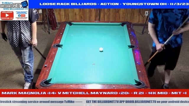Mark Magnolia V Mitchell Maynard – R21 - $1k Mid – 11/3/23 – Loose Rack Billiards - 4k смотреть онлайн