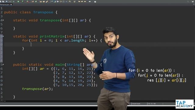 Find The Transpose Of A Matrix ( Part - 1 ) | FREE DSA Course in JAVA | Lecture 86 смотреть онлайн