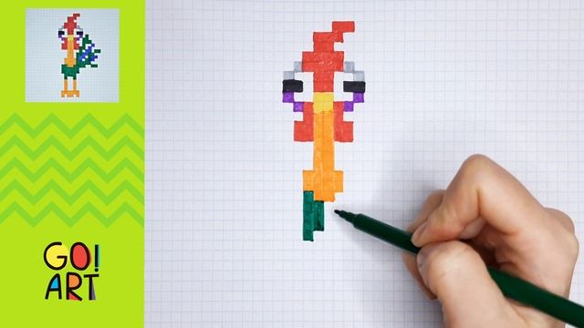 Моана • Смешной петух Хей Хей по клеточкам /Moana • Funny chiken Hei Hei • How to draw #Pixel Art смотреть онлайн