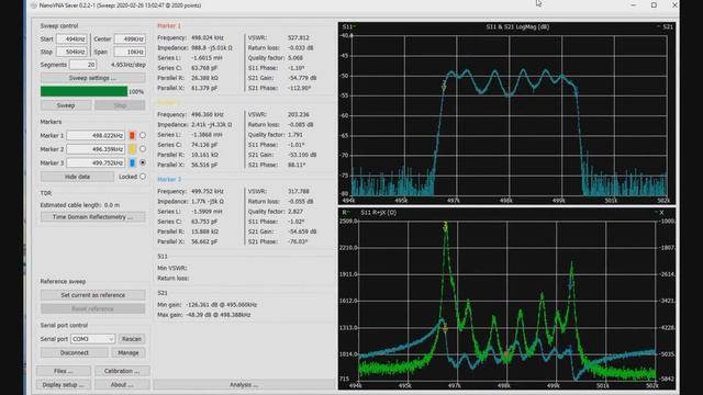 Проверка и контроль параметров ЭМФ - ФЭМ - 500кГц с помощью NanoVNA