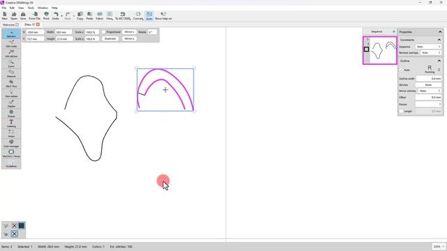 Digitizing Outline Shapes with DRAWings Mode in Creative DRAWings Embroidery Software смотреть онлайн