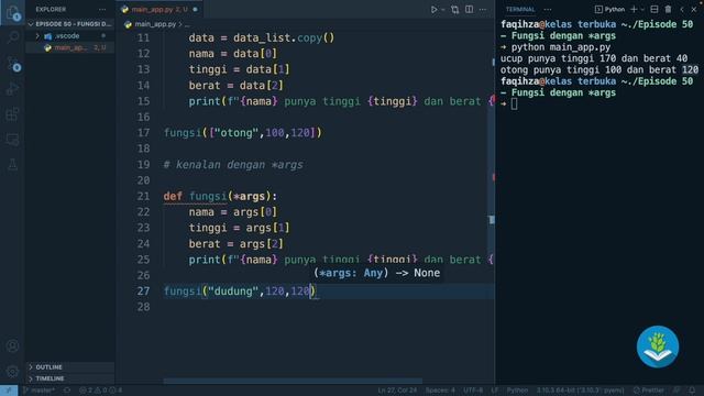 Belajar Python [Dasar] - 50 - *args pada fungsi смотреть онлайн
