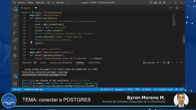 FLASK TEMA 4: Conectando Flask con Postgre (ejecutando una sentencia select) смотреть онлайн