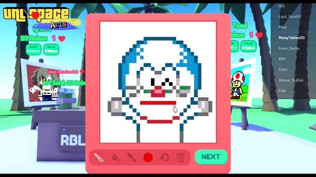 ROBLOX How to Make Doraemon in Starving Artist! Unlispace Arts Timelapse DIY Pixel Arts #7 смотреть онлайн
