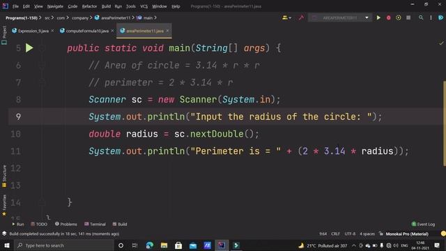 JAVA #11 - Java Program to Print the Area and Perimeter of a Circle смотреть онлайн