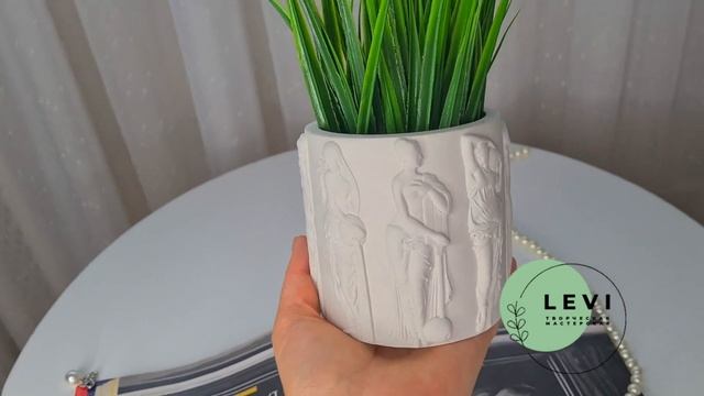 Красивое кашпо для суккулентов,кактусов белое/горшок для цветов/интерьерное кашпо из гипса Античное смотреть онлайн