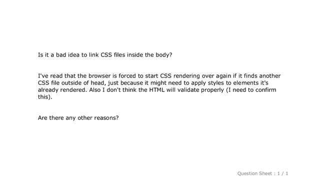 HTML : Having stylesheet link in body? смотреть онлайн
