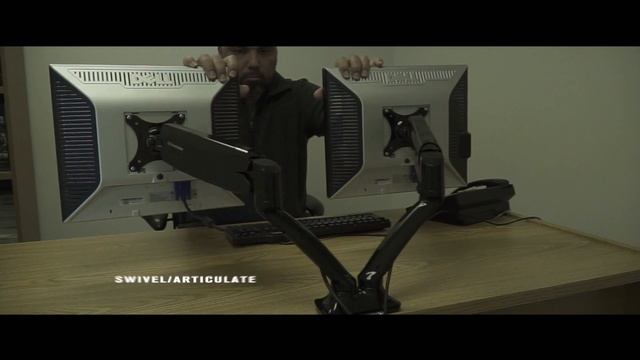 PrimeCables® 17"-30" Dual LCD monitors Gas Spring 360 Degrees Desktop Mount смотреть онлайн