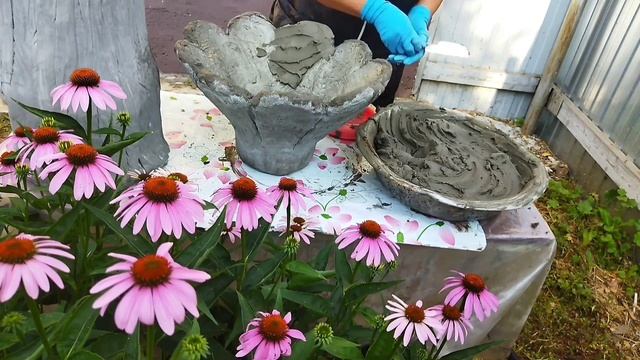 Из цемента первая и последняя моя поделка для сада. смотреть онлайн