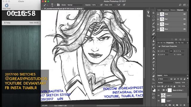 Arvin Bautista Sketches 2017 57/100: Wonder Woman Inks смотреть онлайн