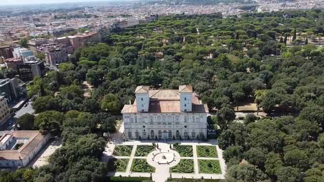 Villa Borgehese Arial View by DRONE The Galleria Borghese is an art gallery - Rome Italy - ECTV смотреть онлайн