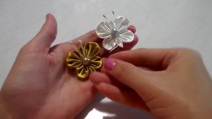 Бабочки из атласных лент, 2 вида // butterfly kanzashi