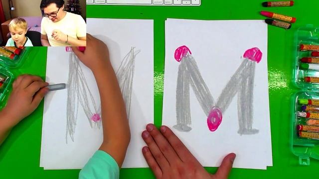 Из английской буквы M рисуем Мышку / Мы рисуем Алфавит