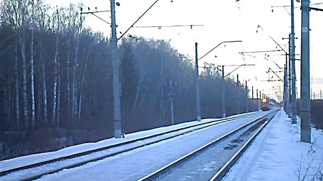 Электровоз ЧС7 278 с поездом 008Е Москва, Пермь Кама, перегон Фрязево, Монино, участок пл. Лесная смотреть онлайн