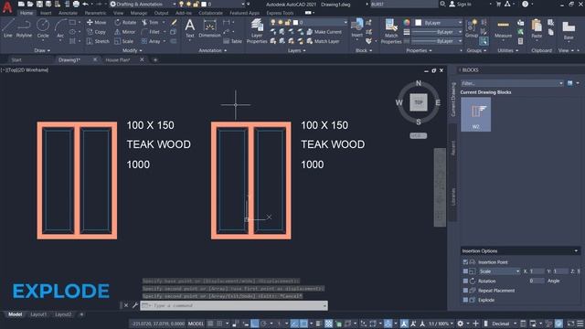 BURST command in AutoCAD смотреть онлайн