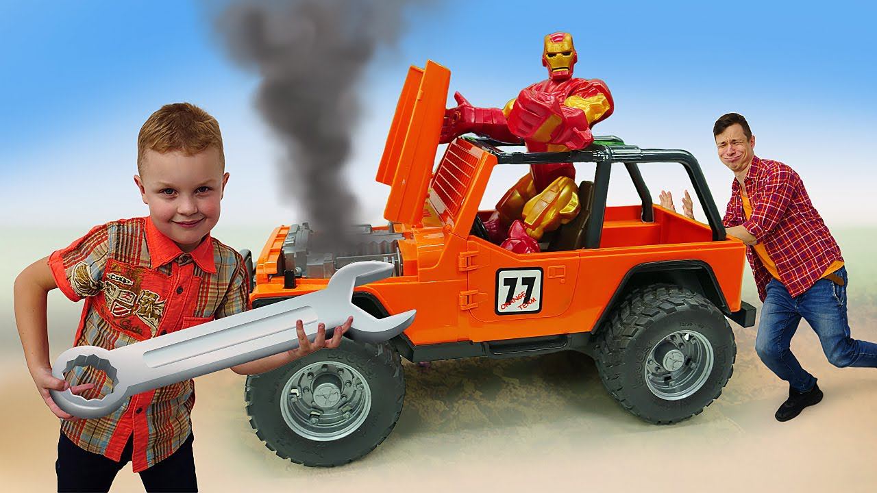 Игры гонки - Чиним тачку Железного Человека! - Видео Супергерои и Трансформеры онлайн. Игры машинки смотреть онлайн