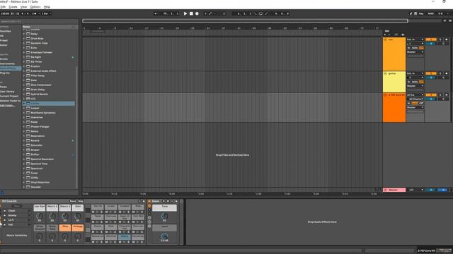 Барабаны в Ableton + гитарная игра и запись под барабаны. смотреть онлайн