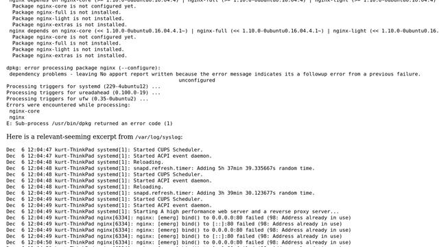 "Sub-process /usr/bin/dpkg returned an error code (1)" trying to install nginx смотреть онлайн