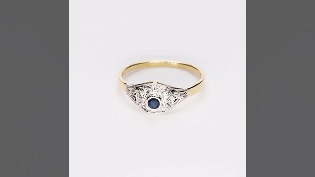 Pierścionek zaręczynowy złoto 585 Firenze z szafirem 0,11 ct i białymi szafirami 0,08 ct смотреть онлайн