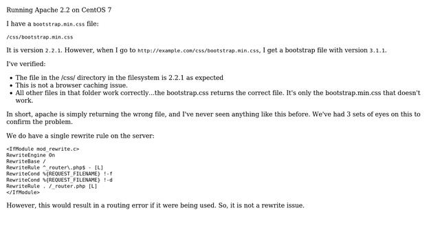 Webmasters: Apache returning incorrect bootstrap.min.css file смотреть онлайн