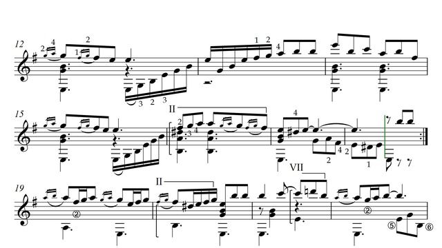 Х.И. Монтойя. "Ясная ночь". Аранжировка испанской народной мелодии. Видео партитуры