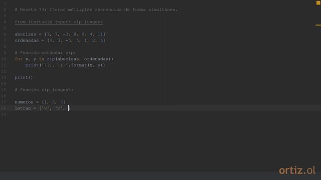 Python 3 - Receta 73: Iterar Múltiples Secuencias de Forma Simultánea смотреть онлайн
