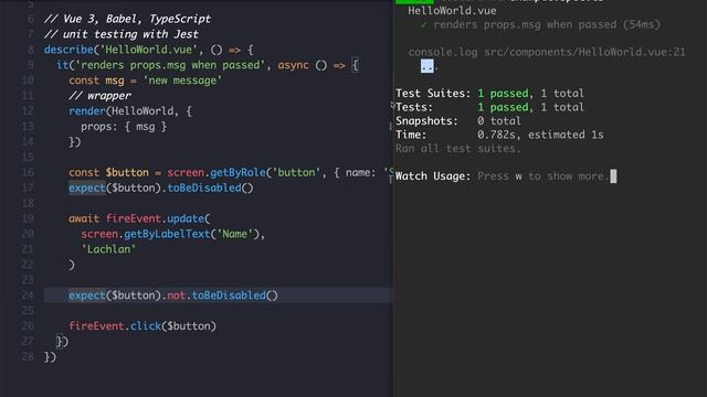 Submitting forms and emitting events - [Vue Testing Library 7/8] смотреть онлайн