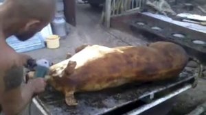 Чистка свиньи болгаркой