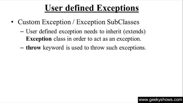 209. User Defined Exceptions or Custom Exception in Java Programming (Hindi) смотреть онлайн
