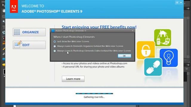 Photoshop Elements 9.0 Tutorial Changing the Start Up Mode Adobe Training Lesson 1.3 смотреть онлайн