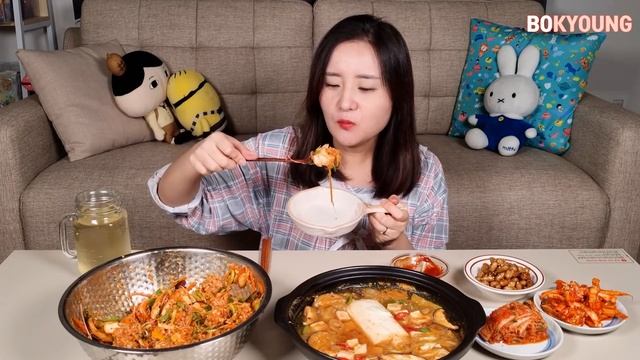 요리 먹방 :)  비빔밥은 정말 맛있어~~~ 순두부 된장찌개~ Mukbang.