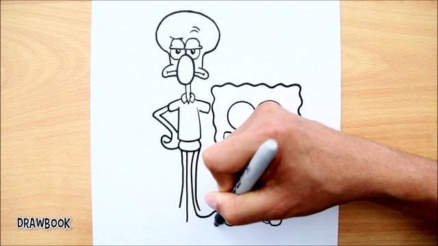 Drawing of SPONGEBOB and SQUIDWARD using markers (step by step) смотреть онлайн