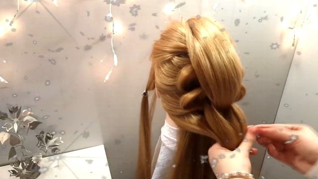 Прическа на новый год красивая коса из резинок кочиски из резиночек Прически длинные средние волосы смотреть онлайн