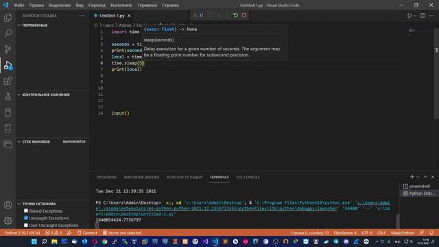 Модуль time в Python. смотреть онлайн