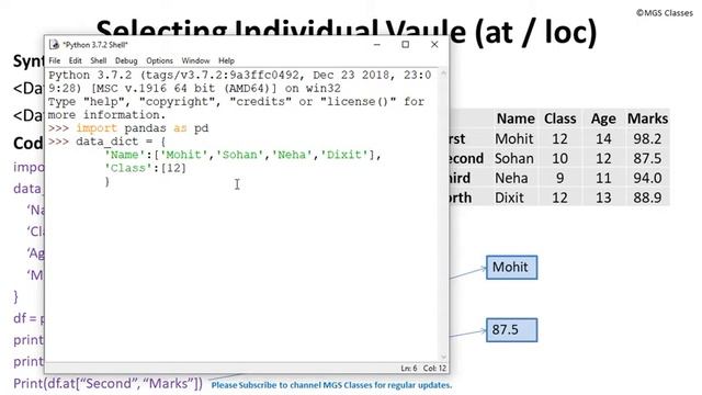 Class #14 : Unit-1 : Chapter-1 : Topic-14: Selecting Data of DataFrame using at/iat XII-IP (Part-IV смотреть онлайн