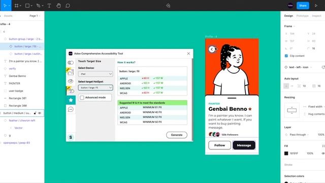 Testing touch target size in Figma using Adee plugin смотреть онлайн