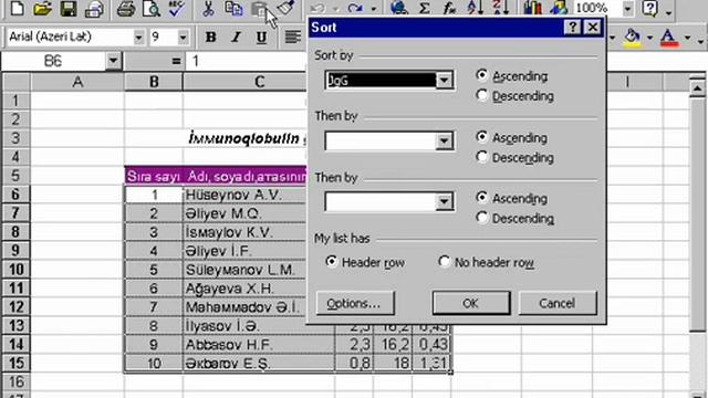 Microsoft Excel 2003 Azərbaycanca - Dərs 7.2 Verilənlərin nizamlanması смотреть онлайн