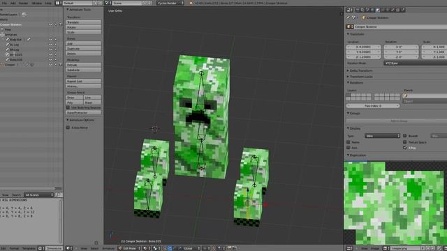 Minecraft Blender Creeper Rig Timelapse смотреть онлайн