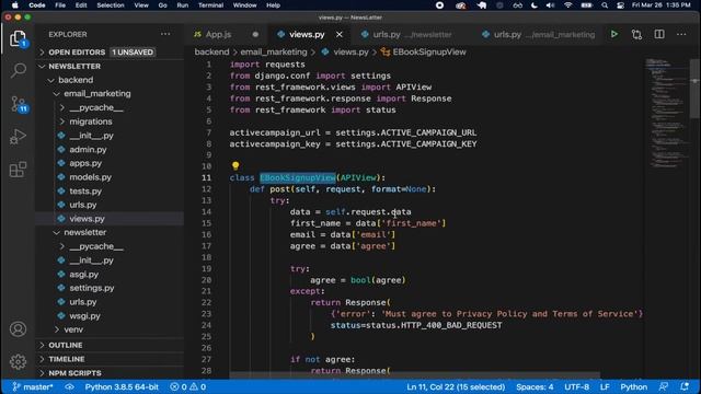Django & React Newsletter Signup App - ActiveCampaign API | Part 5 - ActiveCampaign in Action смотреть онлайн