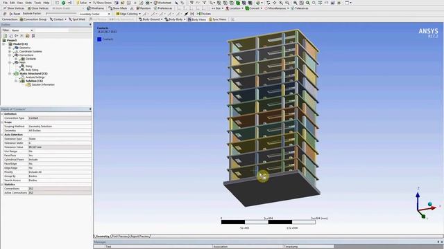 ANSYS. Расчет здания в геометрически нелинейной постановке смотреть онлайн