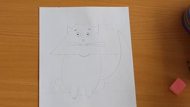 Рисуем карандашами котика из треугольника (4-8 лет) смотреть онлайн