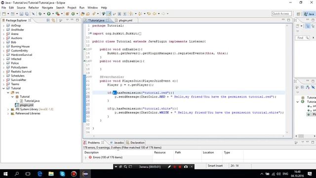 Написание плагинов Minecraft #4 - Знакомство с Permissions смотреть онлайн