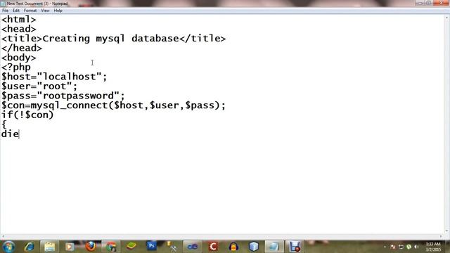 Creating MySQL database using php script смотреть онлайн