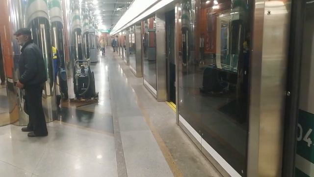 metro St Petersburg, Begovaya station - interior view, arrival and departure of the train смотреть онлайн