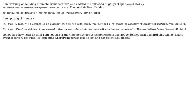 The type 'SPFolder' is defined in an assembly that is not referenced. You must add a reference... смотреть онлайн