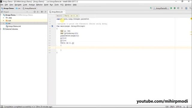 #92 Kotlin Tutorial | print fibonacci series using array смотреть онлайн