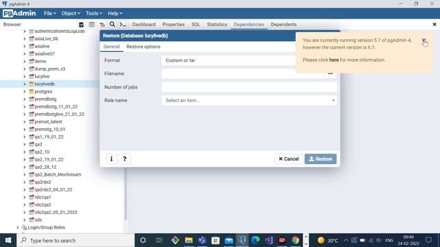 PostgreSQL DB Restore in Pgadmin 4 смотреть онлайн