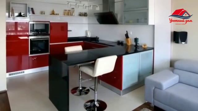 Дизайн кухни с барной стойкой. смотреть онлайн