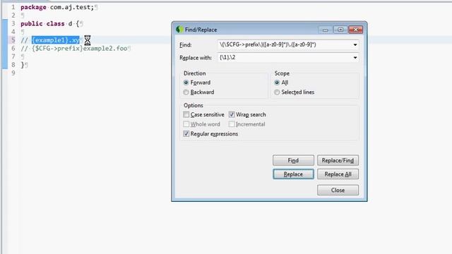 Search and Replace Regular expression example in Eclipse смотреть онлайн